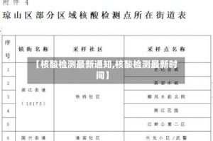 【核酸检测最新通知,核酸检测最新时间】